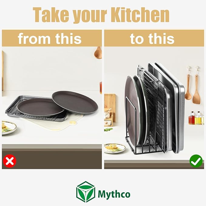 Kitchen Cabinet Cutting Board Organizer, Cookie Sheet Storage Rack,Cabinet Dividers Holder with 5 Slots for Baking Pan Tray Organizer (1 PC)