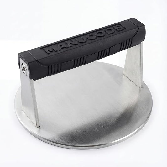Stainless Steel Burger Smasher 2.70 LB – 7 Inch Steak Weight for Smash Burgers, Bacon, Sandwiches | Dishwasher Safe, Preheatable Protein Press with Silicone Handle | Commercial BBQ Tool