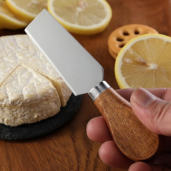 6 Pieces Cheese Knife Set,Cheese Knives Wood Handle Stainless Steel Cheese Slicer Cutter Fork Spreading Cheese Knife Gift Set of 6 Charcuterie Board Accessories for Party Wedding Christmas