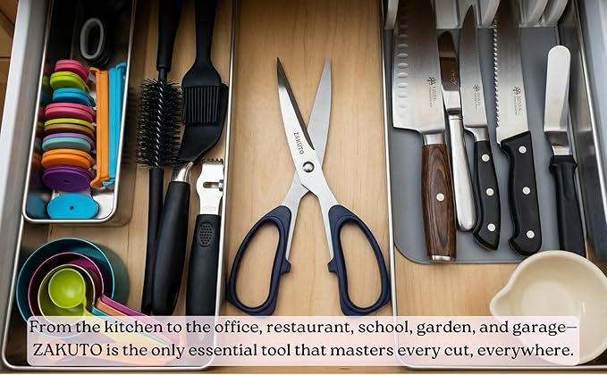 Kitchen Scissors 2-Pack – Heavy Duty Meat Cutting Shears for Chicken, BBQ, Poultry & Fish | Multipurpose Food Scissors Set with Non-Slip Handles | Stainless Steel Herb & Vegetable Shears