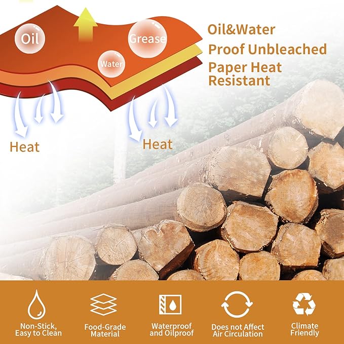Air Fryer Disposable Paper Liner, 100PCS Food Grade Parchment Liners for Ninja DZ201,Ninja Foodi Dual Air Fryer Accessories Baking Paper (9 * 6, Natural)
