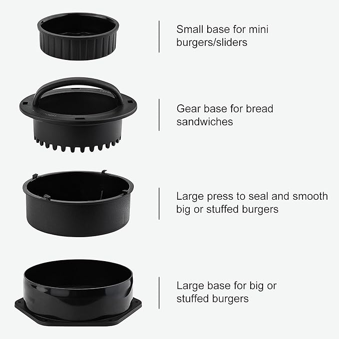 POLIGO Smash Burger Press Kit - 4 in 1 Hamburger Patty Storage Containers,6.69" Round Cast Iron Smash Bacon Press- Non Stick Smash Burger Press Set for Grill and Griddle Cooking