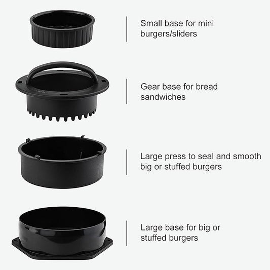 POLIGO Smash Burger Press Kit - 4 in 1 Stuffed Burger Mold, 2PCS Cast Iron Burger Presses, Sauce Brushes Included - Non Stick Smash Burger Press Set for Grill and Griddle Cooking