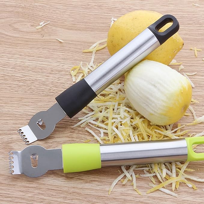 Stainless Steel Lemon Zester and Citrus Peeler Hanging for Grating Slicing and Shaving Fruits and Chocolate Kitchen Random