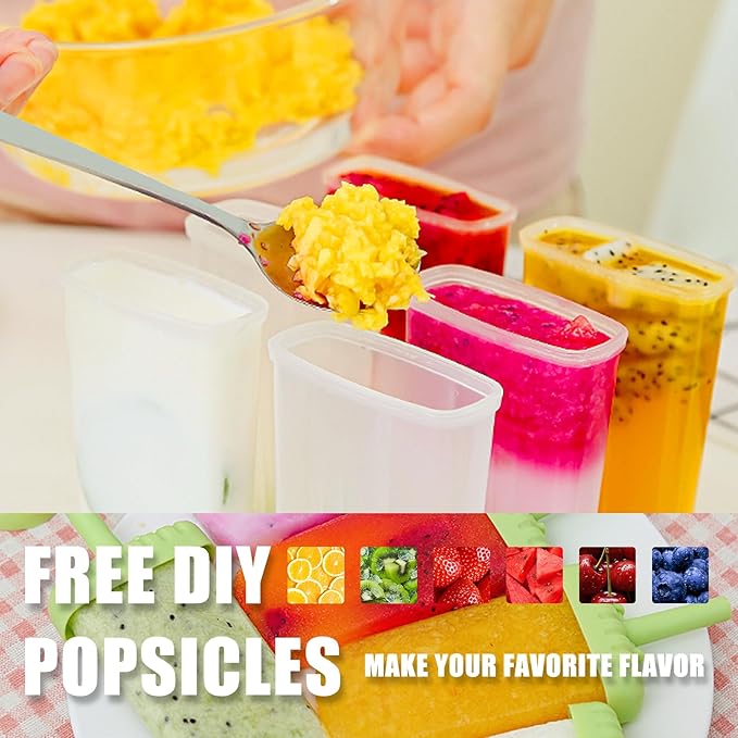 New Resunable Popsicles Molds,Pack of 6 Pce Ice Popsicle Maker- Food Grade BPA Free,Easy-Release Ice Pop Molds,Diy Homemade Popsicle Molds with Resunable Popsicle Sticks (Rose Red)