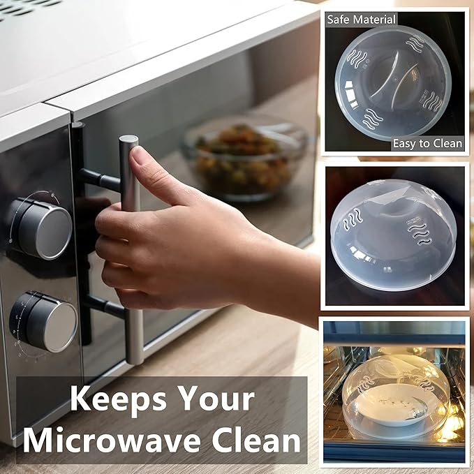 Microwave Cover for Food 2PCS Microwave Splatter Cover Large Microwave Plate Food Cover With Easy Grip Handle Anti-Splatter Lid With Enlarge Steam Vents,11.5 Inch,BPA Free & Dishwasher Safe 2-PCS