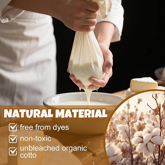 15 PCS Cheese Cloths for Straining, 20x20 Inch, Organic Cotton Cheese Cloths Unbleached, Cheesecloth Reusable With Hemmed Edge for Straining Liquid, Cheese Making,Juicing,Baking and Cooking.