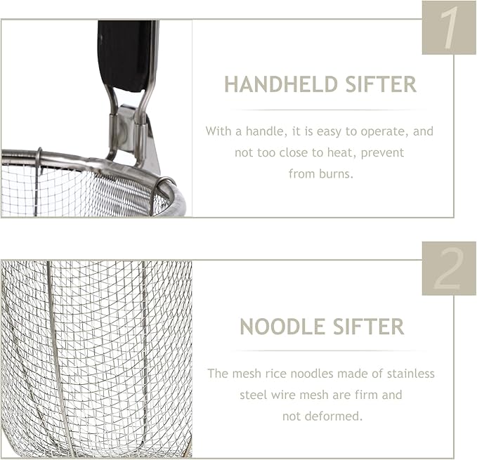 VILLCASE Noodle Cooking Basket 14 Inch Diameter Pasta Strainer with Handle for Boiling Noodles Dumplings Vegetables Kitchen Sifter