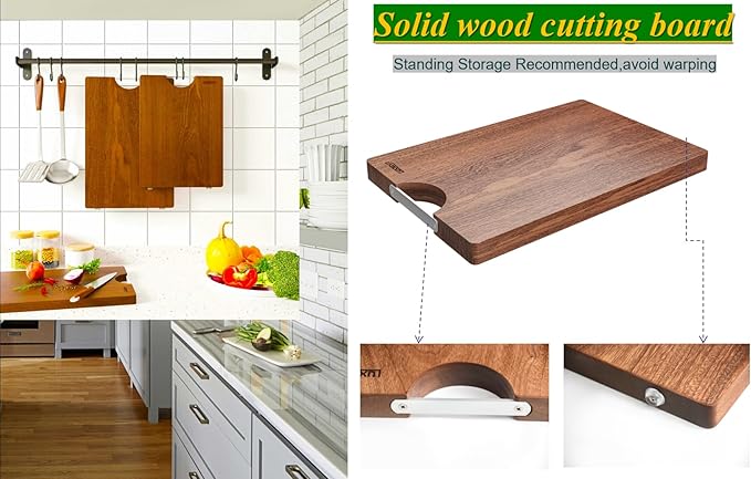 Solid Wood Cutting Board One Piece Cutting Boards Made of Entire Piece Sapele Wood, Hardwood Cutting Board Heavy Duty 15.7 * 11.8 * 1.2in (No Glue)