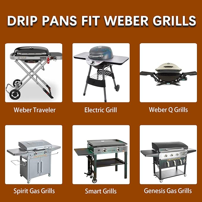 Whaleme Grill Drip Pans Compatible Weber 6415-20 Pack Grill Accessories for Weber Spirit, Genesis, Traveler, Q Series, Disposable Aluminum Foil Pans Grease Tray Liners 8.5" X 6"