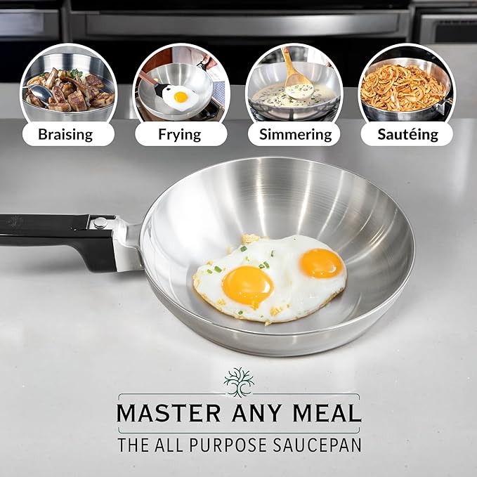 MAGNAWARE Chef Skillet – Quick & Even Heat Distribution – Lightweight Cast Aluminum Frying Pan – No Seasoning Required – PFOA & PTFE Free – Oven Safe Up to 350°F – Classic Vintage Design (11 Inch)