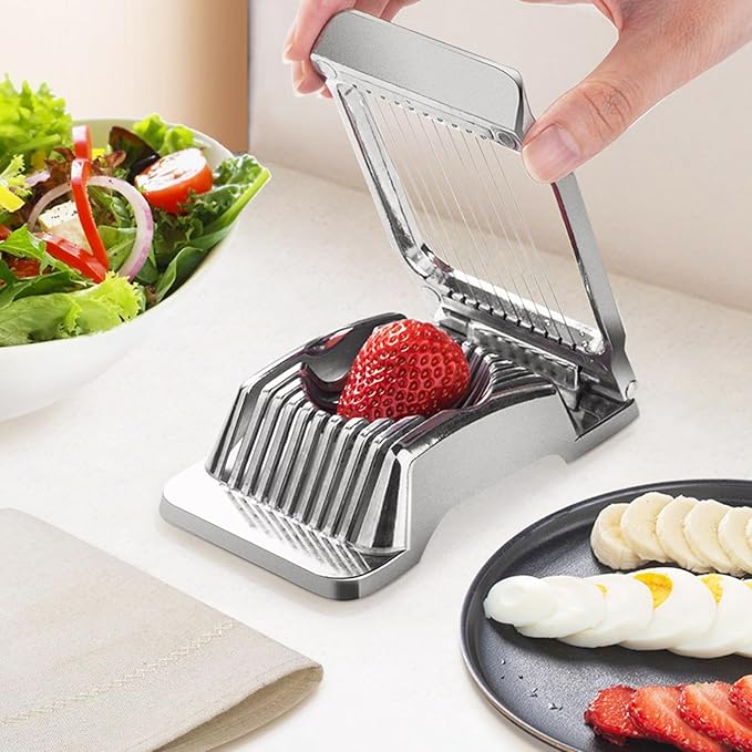 Egg Slicer for Hard Boiled Eggs, Heavy Duty Egg Cutter with Aluminum Alloy, Multi-functional Cutting Tool Kitchen Gadgets for Strawberry, Mushroom, Hard Boiled Eggs...