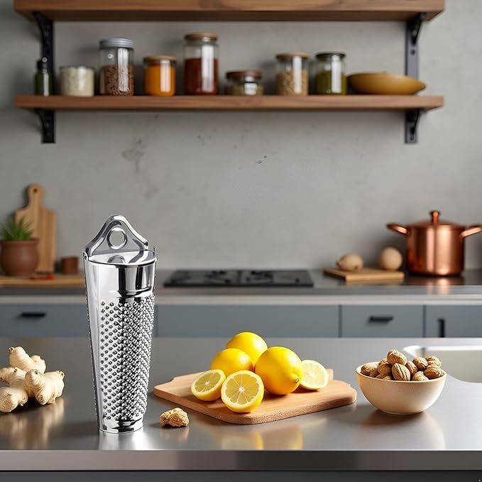 1PC Silver Multifunctional Kitchen Stainless Steel Ginger Garlic Nutmeg Grater Nut Walnut Lemon Hand Planer Tool Lemon ZesterDurable and Professional Kitchen Tool Garlic Tools