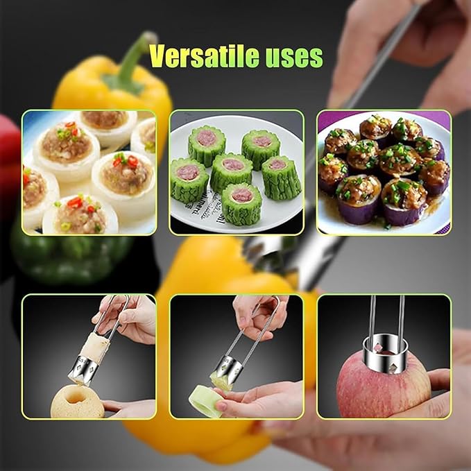 Red Bell Pepper Corer Seed Remover Tool, 2026 Upgraded Multifunctional Stainless Steel Pepper, Pineapple, Pear, Apple Corer Tool - Ergonomic Handle, Vegetables and Fruit Kitchen Utensils (3pcs)
