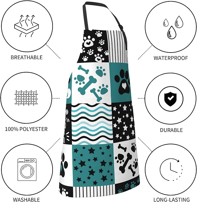 Apron with Pockets Aprons for Women Men Kitchen Chef Apron for Cooking Gardening Server Waitress Painting