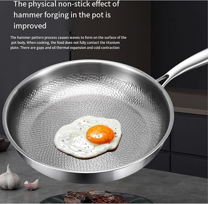 2026 new Titanium Hammered Pan Pro with Lid, titanium pans for cooking -Durable Scratch-Resistant Non Stick Titanium Nutri Pan for Cooking (10.23in)