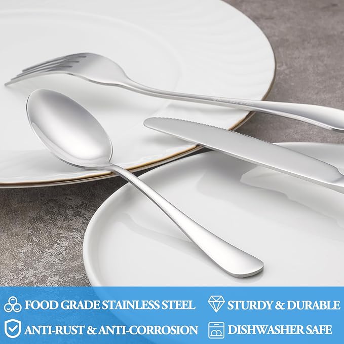 8 Pcs Teaspoons Set, Food Grade Stainless Steel Tea Spoons, Durable Small Spoons, Metal Dessert Spoon, Spoon Silverware for Home, Kitchen or Restaurant, Mirror Polished & Dishwasher Safe, 6.7-Inch