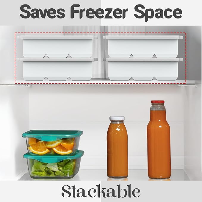 KitchFort Large Silicone Ice Cube Tray (3-Pack), Easy Release 2" Big Ice Cubes - Cocktail, Whiskey Ice Cubes Mold - Ice Trays for Freezer with Lid - Stackable Silicone Ice Tray - White