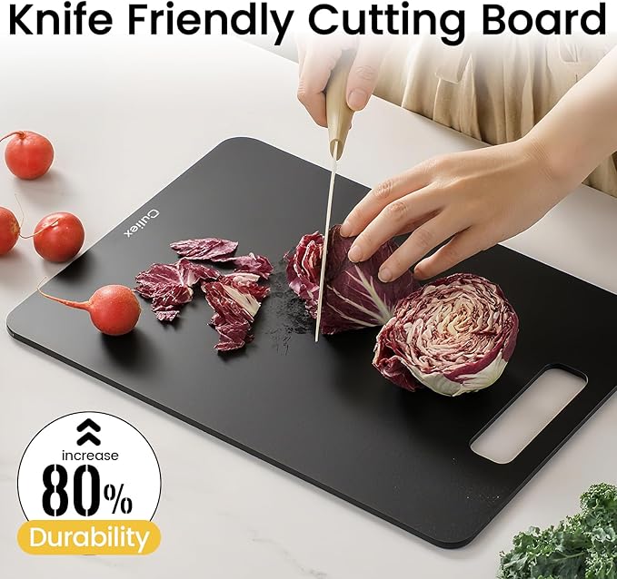 Culiex Wood Fiber Cutting Board 2-Pack, Composite Chopping Boards for Kitchen, Dishwasher Safe, Non-Toxic, High Density, Knife Friendly, BPA Free, Non-Slip Feet for Cutting Meat, Vegetables, Fruits