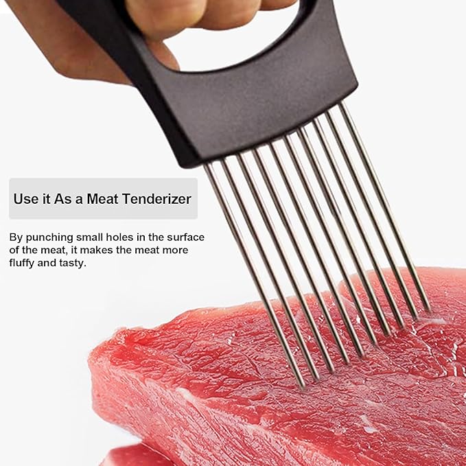 tainless Steel Onion Holder for Slicing,Onion Slicer Holder,Onion Cutter for Slicing of Onions,Tomatoes,Avocados,Eggs and Other Vegetables,KItchen Utensils