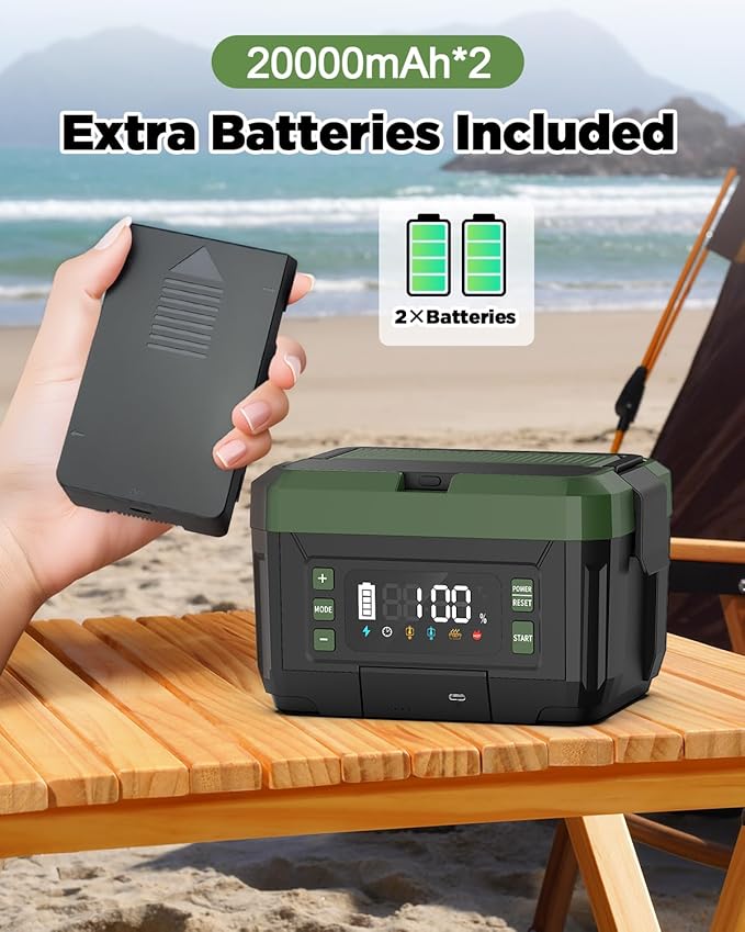 Cordless Electric Lunch Box for Adults – 1.2L Stainless Steel Self-Heating Lunch Box with Dual 20000mAh Removable Rechargeable Batteries, Portable Heated Food Warmer for Work, Travel & Office