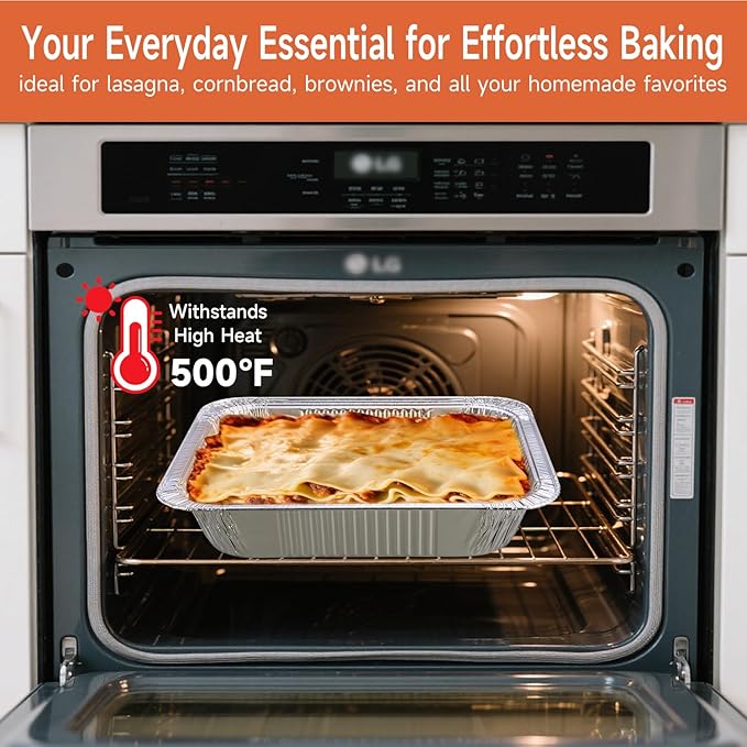 Lideropa Disposable Aluminum Foil Pans with Lids 9x13-10 Pack Aluminum Foil Pans, Heavy Duty Aluminum Baking Pans for Cooking, Baking, Meal Prep, Parties & Food Storage