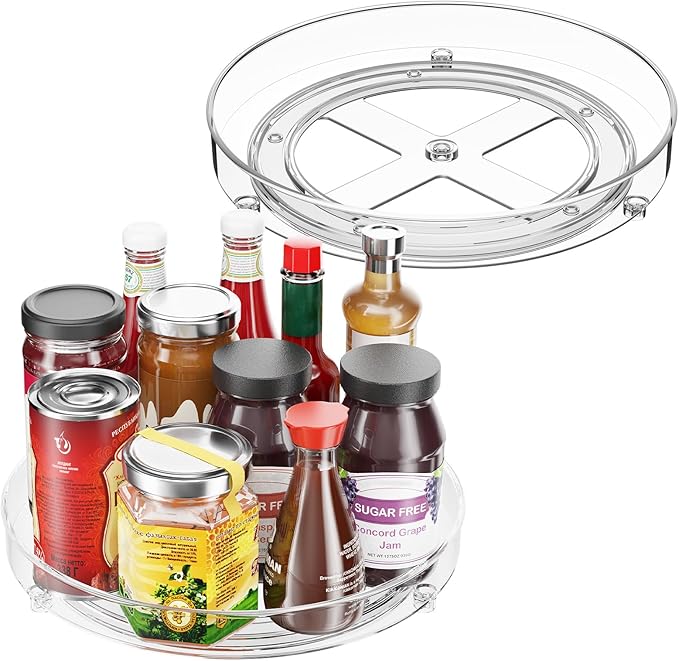 3 Pack Lazy Susan Organizer, 9.5 Inch Lazy Susan Turntable for Cabinet, Refrigerator Organizer for Pantry Organizers and Storage, Non-Skid Fridge Organizer