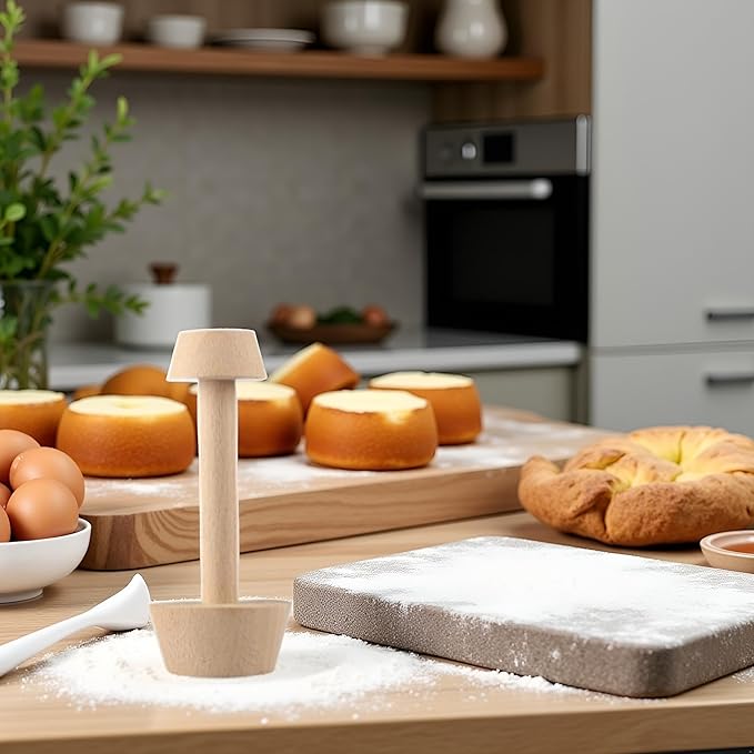 Htppzjr Tart Tamper Pastry Tamper Double Side Wooden Egg Tart Tamper Mold DIY Cake Pastry Pusher for Kitchen Party Baking Tools, Pie, Tart and Quiche Pans