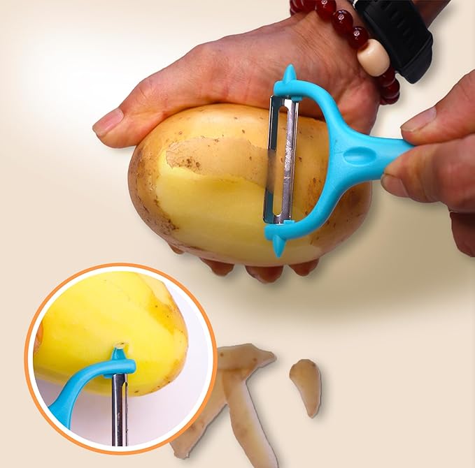 Vegetable Potato Peelers 3 Piece Set, I and Y Carrot Peeler, Stainless Steel Julienne Peeler，for Apple Fruit Carrot Zucchini Cucumber Potatoes PP Non-Slip Handle