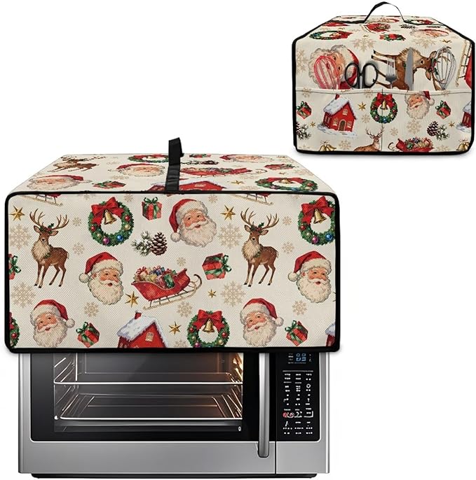 Doojoayie Cute Santa Claus Appliance Dust Cover 6 Slice Christmas Toaster Cover Small Appliance Dust Protector for Toaster Oven/Bread Making Machine/Air Fryer