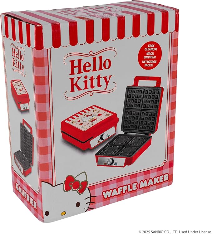 Uncanny Brands Hello Kitty Deluxe Waffler - Hello Kitty Iconic Characters and Symbols on Your Waffles