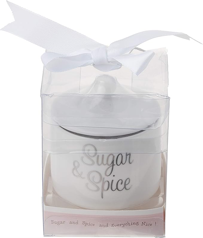 Kate Aspen Ceramic Sugar Bowl, Spice and Everything Nice, White