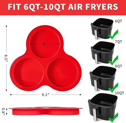 Puyeipt 2 Pack Air Fryer Silicone Egg Molds, 4 Inch Jumbo Round Muffin Top Pans for Breakfast Sandwiches, Egg Bites, Hamburger Buns, Tart, Pancake