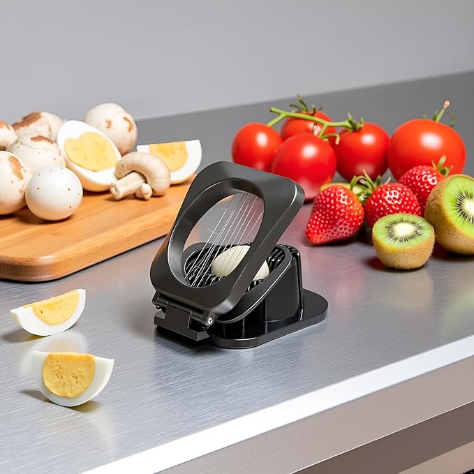 Egg Slicer for Hard Boiled Eggs Egg Cutter Strawberry Slicer Heavy Duty Aluminium Tomato Slicer Stainless Steel Wire Egg Slicer Dicer with 3 Slicing Styles, Easy to Clean