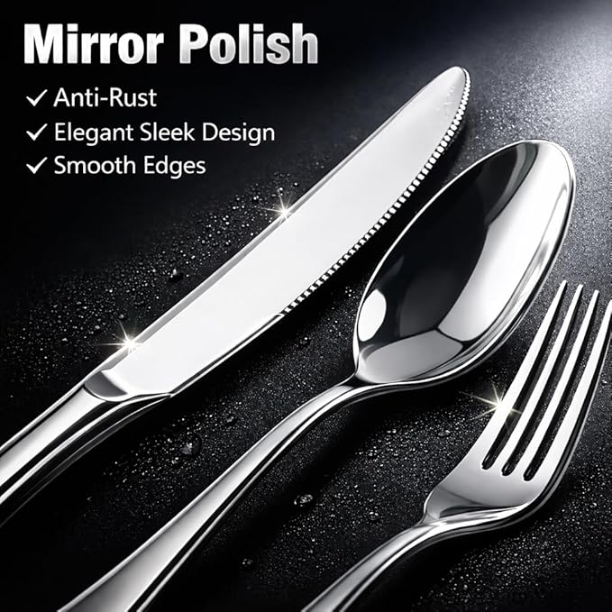 Silverware Set 20-Piece, Stainless Steel Flatware Cutlery Set for 4, Mirror Polished, Dishwasher Safe, Tableware Set for Home, Kitchen, Wedding, Party