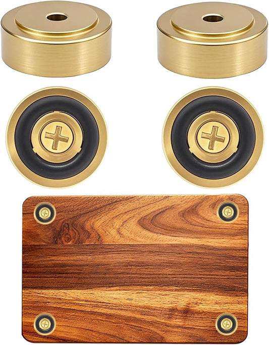 4 Pack Brass Cutting Board Feet with Non Slip Pads,Rubber Feet for Cutting Board,1 Inch Rubber Feet Solid Brass (4, 1 inch)