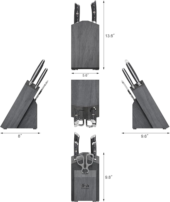 Cangshan KURO Series 6-Piece Knife Block Set, High Carbon X-7 Damascus Steel, 504333