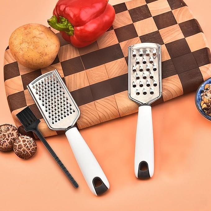 Zester Grater Set of 2, Kitchen Grater Zester Tool for Cheese,Lemon,Nutmeg, Chocolate, Fruits,Vegetables,Zucchini, Carrot, Apple, Cabbage (thick shreds&thin shreds)
