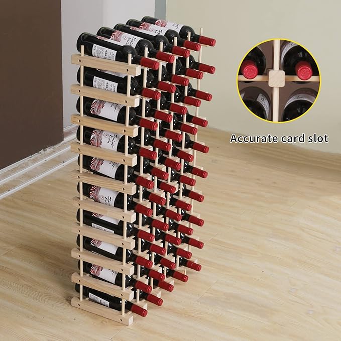Wooden Stackable Storage Modular Small countertop Wine Rack Cabinet,Freestanding for Floor Wood Wine Bottle Shelf (50bottle)