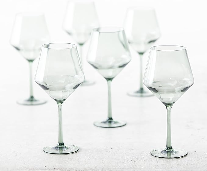 Fortessa Sole Outdoor Shatter Resistant BPA Free Premium Copolyester Plastic Drinkware 6 Pack, Sage Green, Cabernet Glass