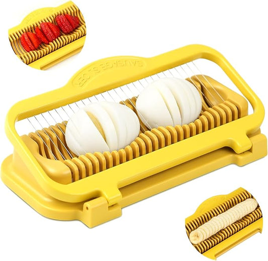 Egg Slicer for Hard Boiled Eggs Banana Slicer, banana Strawberry Mushroom, Aluminium Stainless Steel Wires Heavy Duty Dishwasher Safe