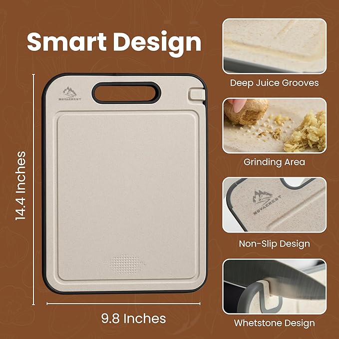 NovaCrest Steel Cutting Boards for Kitchen – Heavy-Duty, Rust-Resistant Cutting Board Stainless Steel – Dishwasher Safe Metal Chopping Board for Kitchen, Meat, Vegetables & More