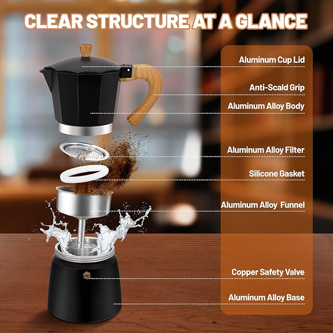DITOSH 9 Cup Aluminum Espresso Stovetop Moka Pot Express Coffee Maker Percolator Italian Classic Mocha Coffee Machine for Italian and Cuban Cafe Brewing for Home & Camping 450ml 15oz