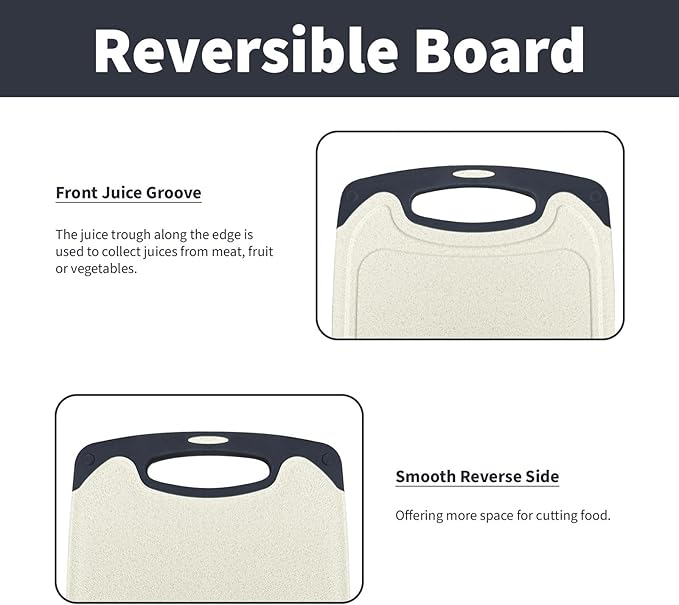 Cutting Board for Kitchen, Non Slip Chopping Board with Juice Grooves for Meat, Veggies, Space-Saving, Dishwasher Safe, Durable Kitchen Essential (Wheat,Large)