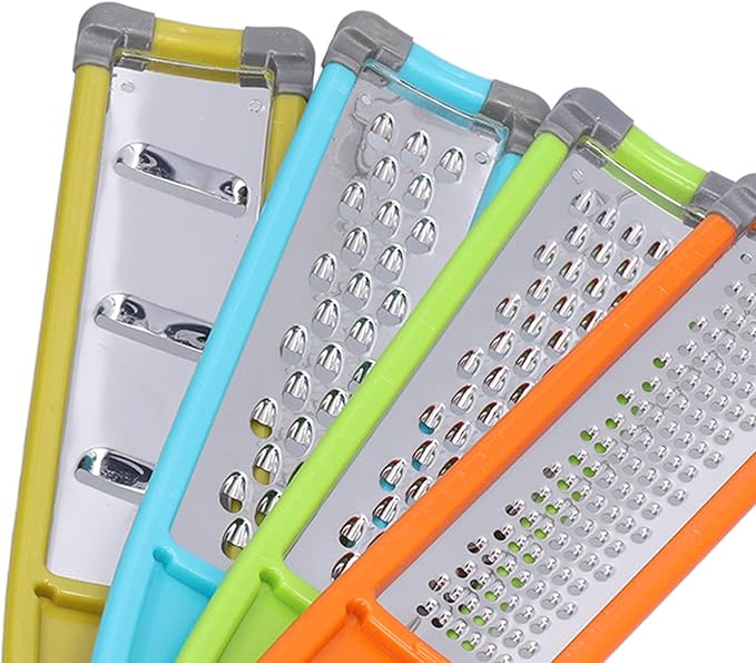 Stainless Steel Vegetable Zester | 4 - in - 1 Cheese Grater & Food Slicer | Rustproof Kitchen Grater for Potatoes/Carrots/Cheese | Ergonomic Handle with Storage Hole