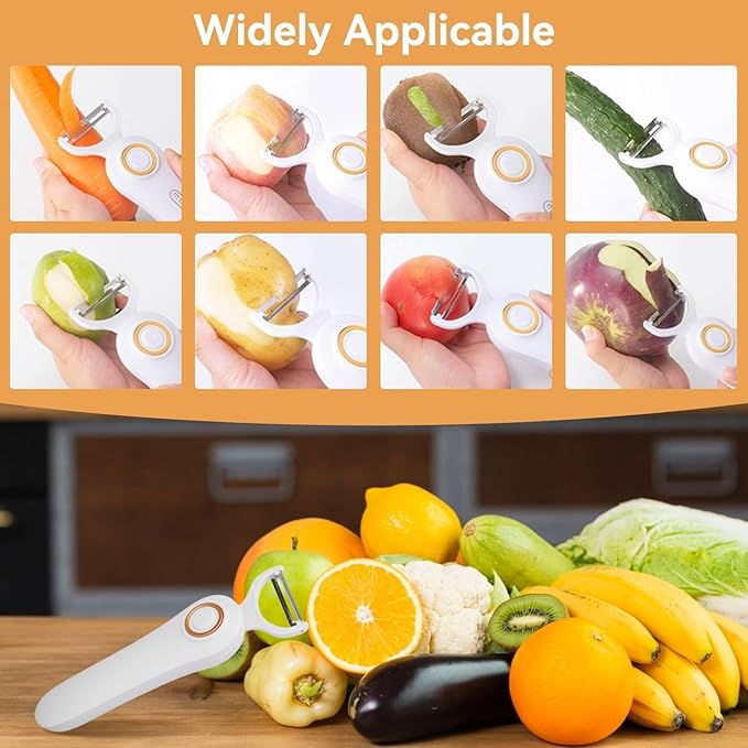 Kitchen Vegetable Peeler, potato peeler, Electric Peeler Handheld USB Rechargeable Fruit Vegetables Peeler with 3 Cutter Heads Kitchen Gadgets for Apples, Potato, Carrots, Cucumber