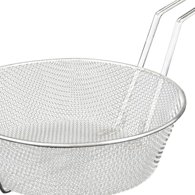 TrueCraftware- 12" Round Fine Mesh Culinary Basket Nickel Plated with 9-1/8" Handle Length- Kitchen Frying Basket Food Strainer Skimmer Strainer for Cooking Home Kitchen Restaurants