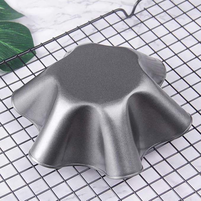 Tortilla Pan Set - 6 Pack Carbon Steel Non-Stick Taco Salad Bowl Tortilla Shell Maker Black Baking Pans with a Silicone Potholder and a Basting Brush (Large)