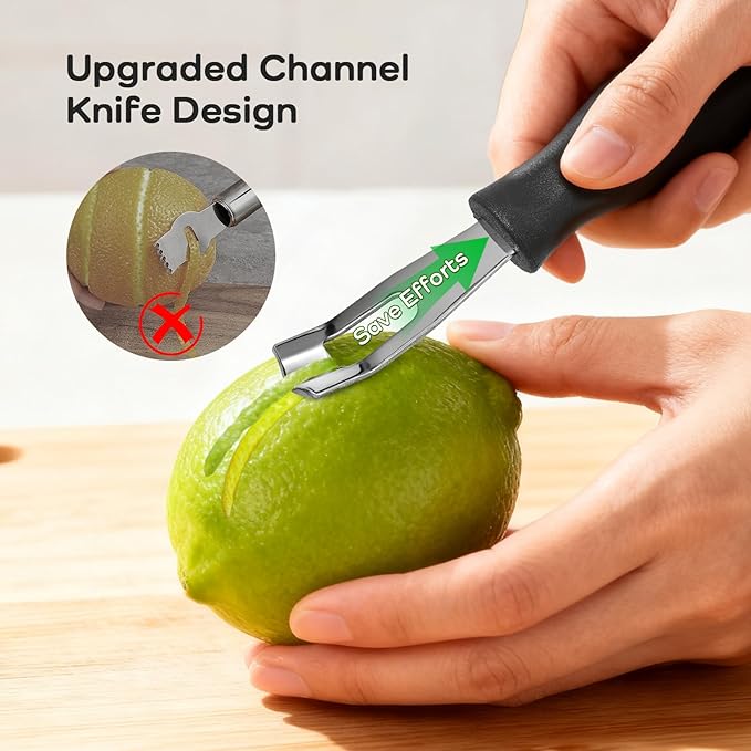 Channel Knife Lemon Peeler Zester-Garnish for Cocktail Mixers- Triangular, V-Shaped Stainless Steel Professional Grade Bar Tool-Fruit Peeler Zester (Peeler A)