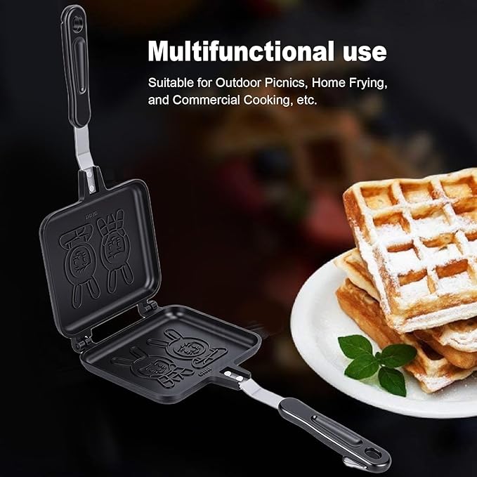 Diydeg Hot Sandwich Maker, Non Stick Stovetop Toasted Sandwich and Panini Pan with Handle, Aluminum Double Sided Grill Pan for Home, Kitchen, Breakfast, Camping (6.1in x 13.98in)